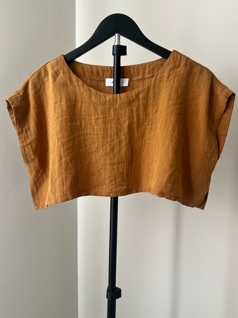 MARBLE Anthropologie  Cropped boho Boxy Top cover up in Rust M/L